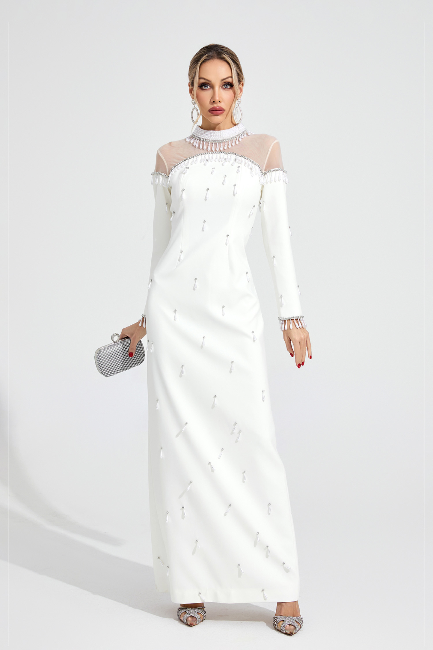 Bloom White Pearl Maxi Dress