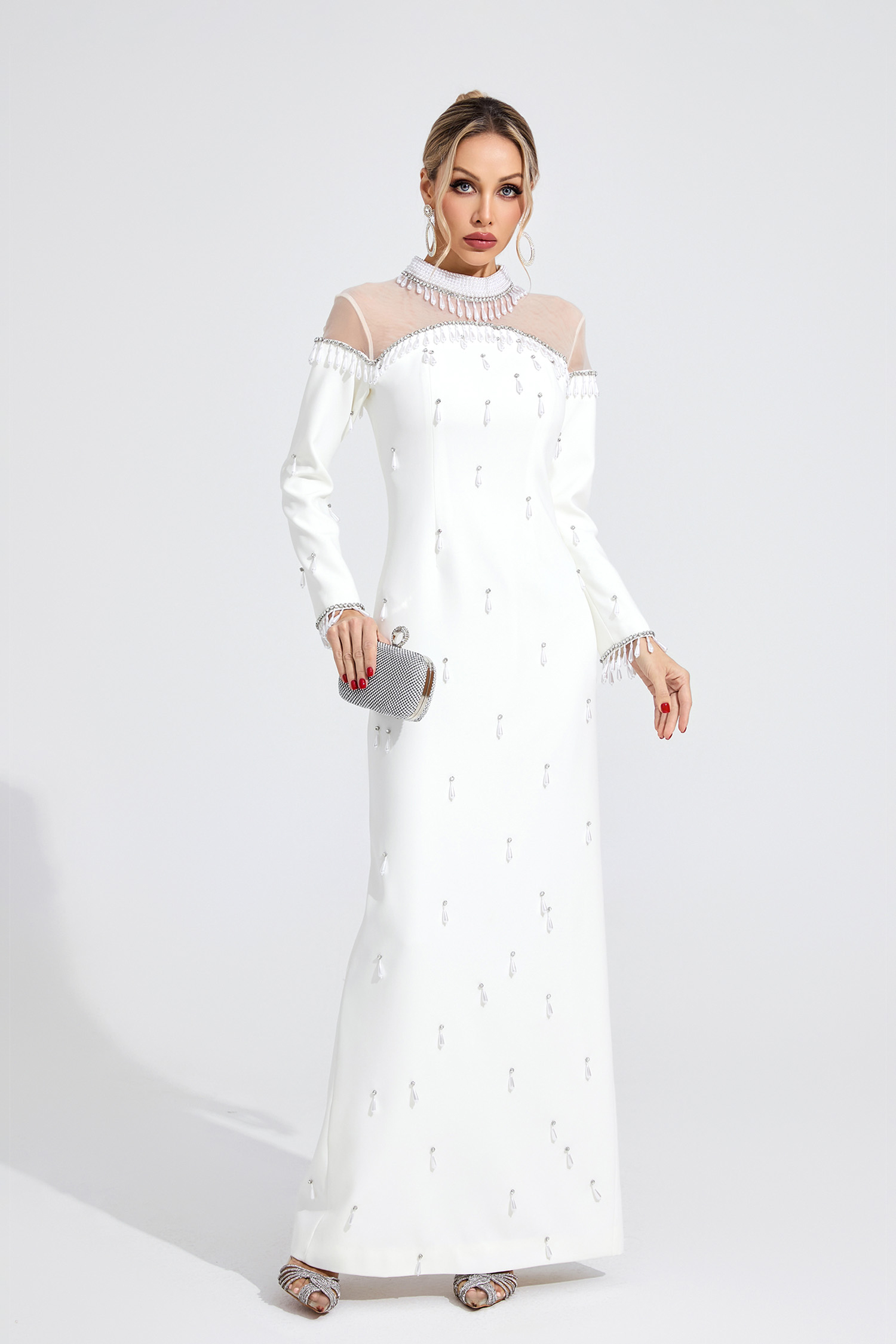 Bloom White Pearl Maxi Dress
