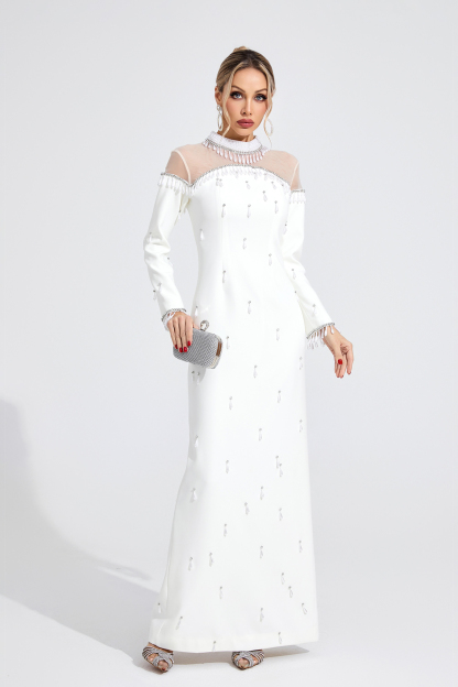 Bloom White Pearl Maxi Dress