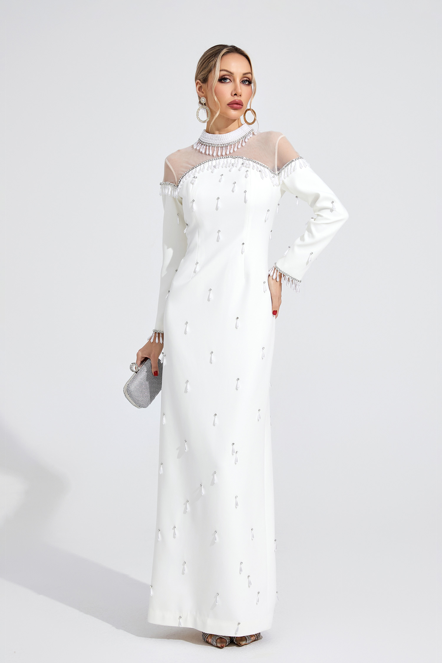 Bloom White Pearl Maxi Dress