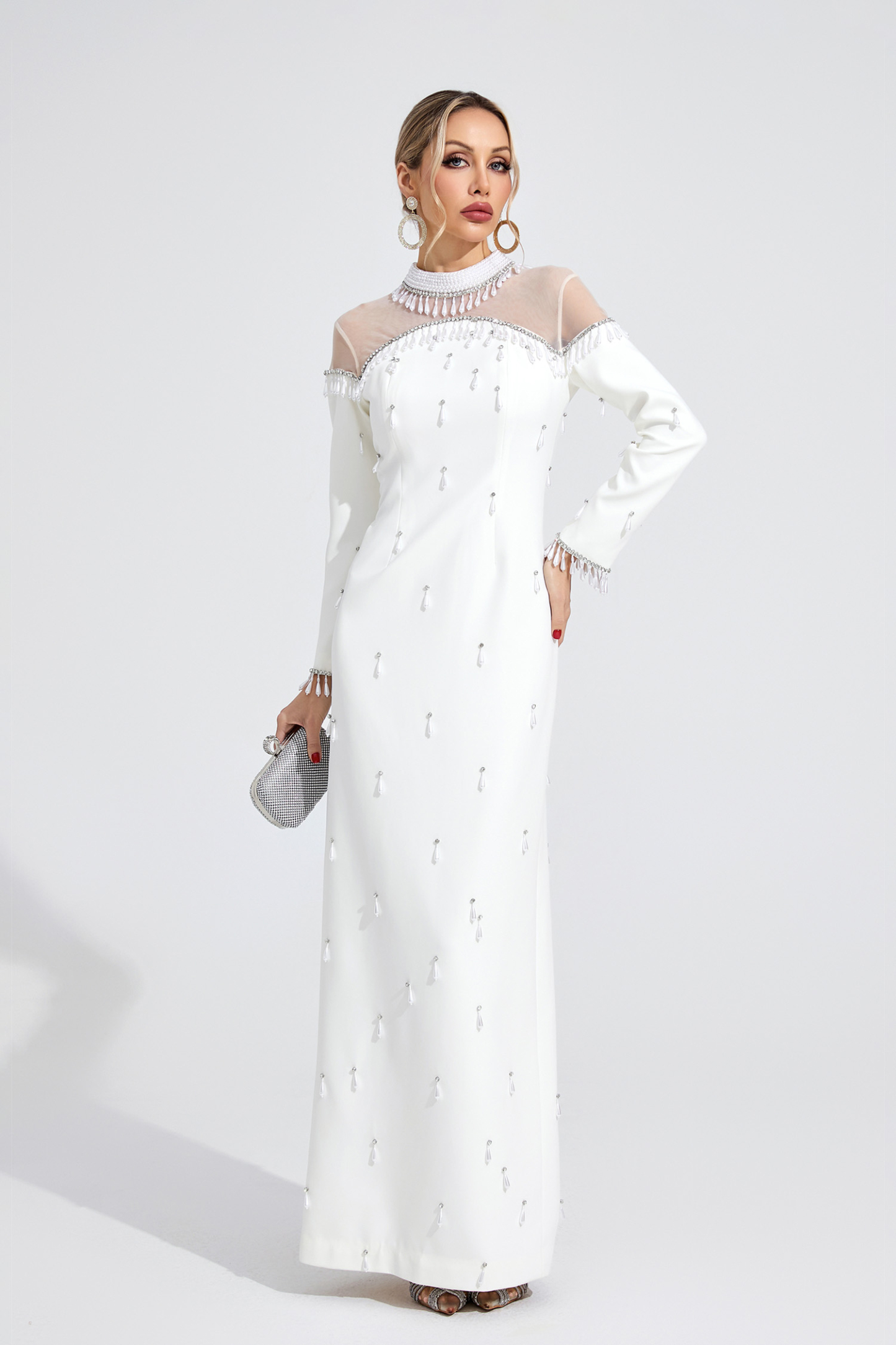Bloom White Pearl Maxi Dress
