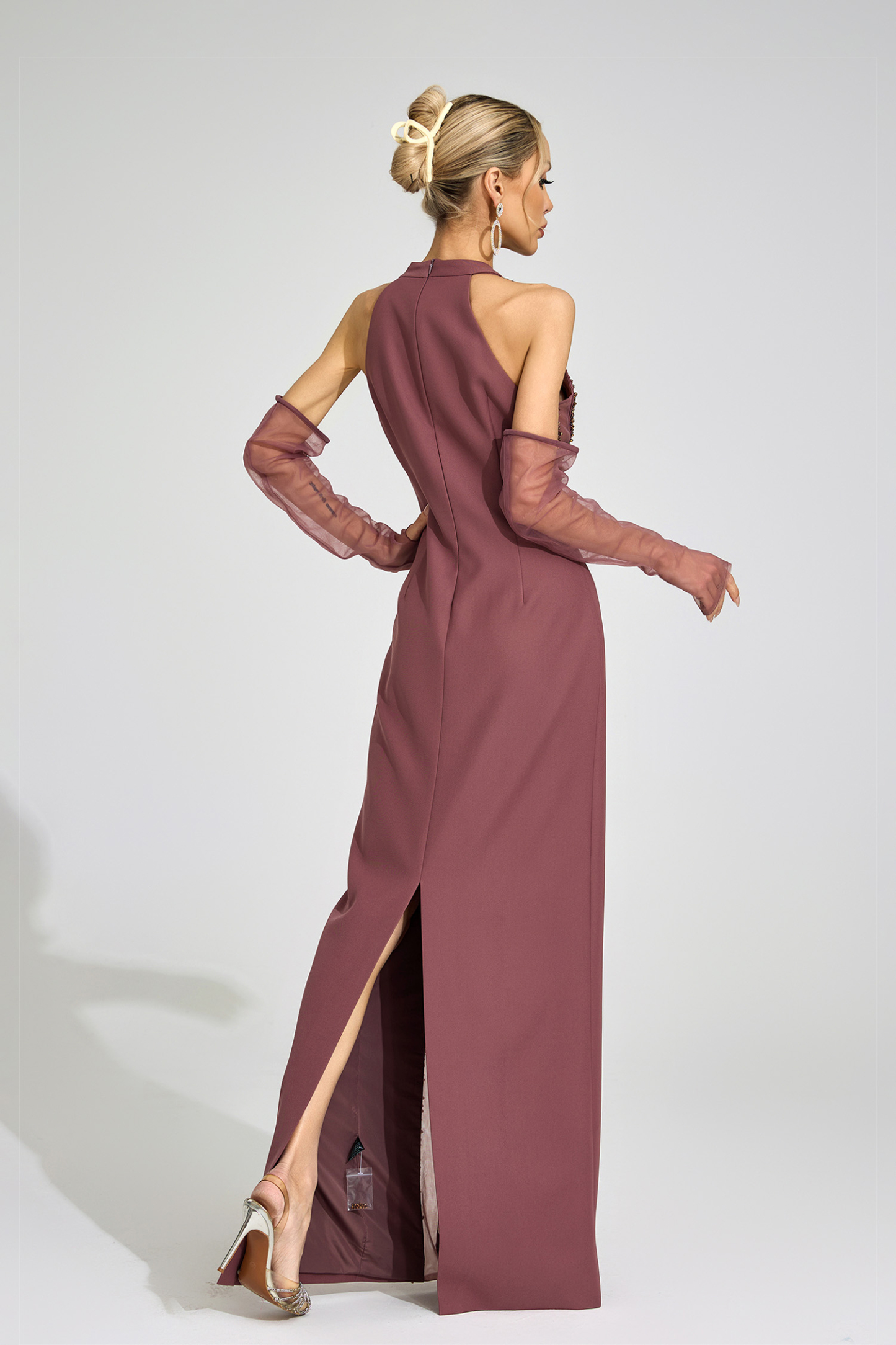 Spillway Brown High Neck Maxi Dress