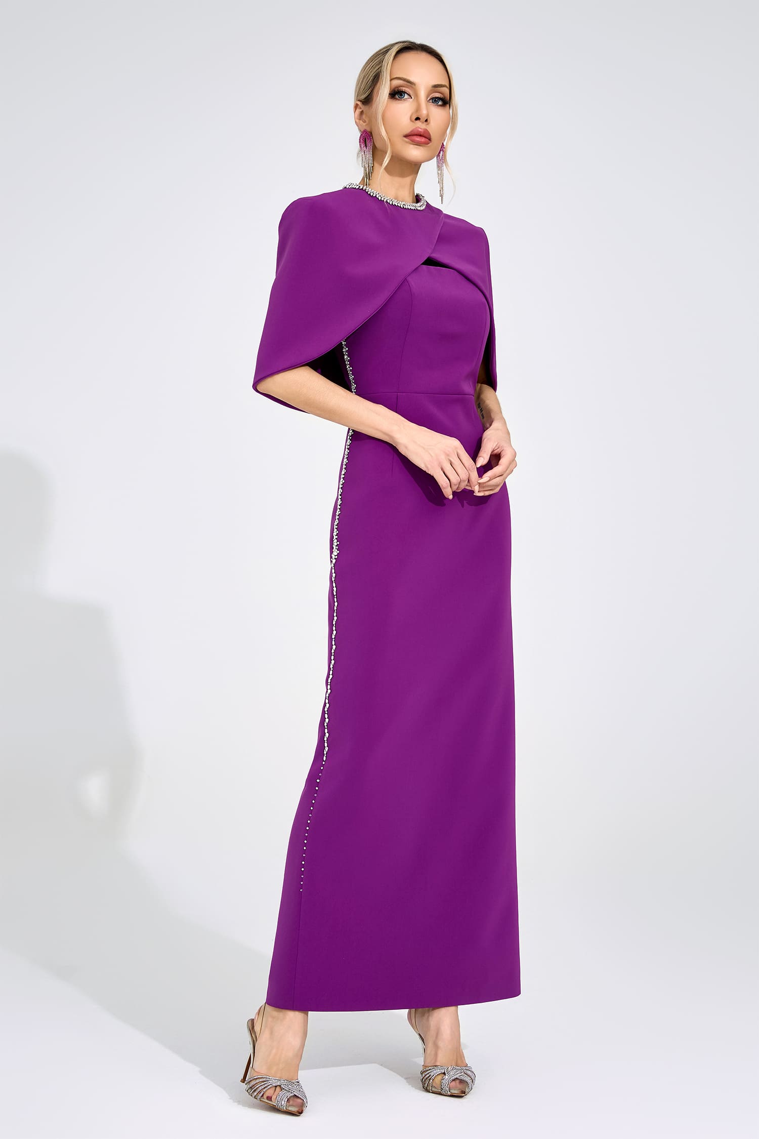Hulda Purple Diamond Maxi Dress