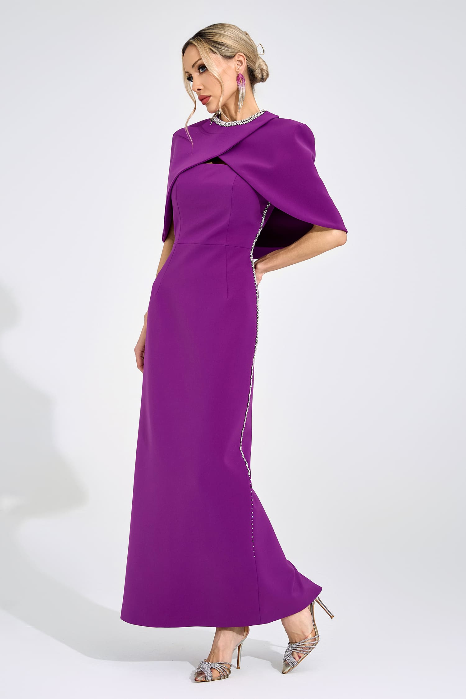 Hulda Purple Diamond Maxi Dress