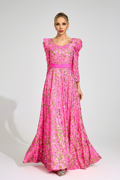 Olive Rose Red Sequin Maxi Dress