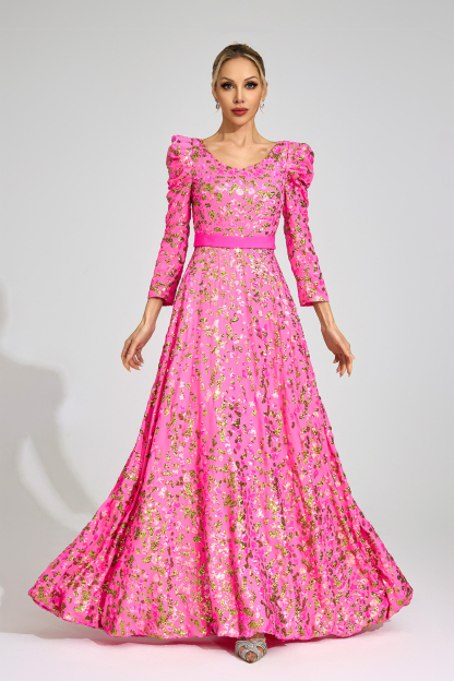 Olive Rose Red Sequin Maxi Dress