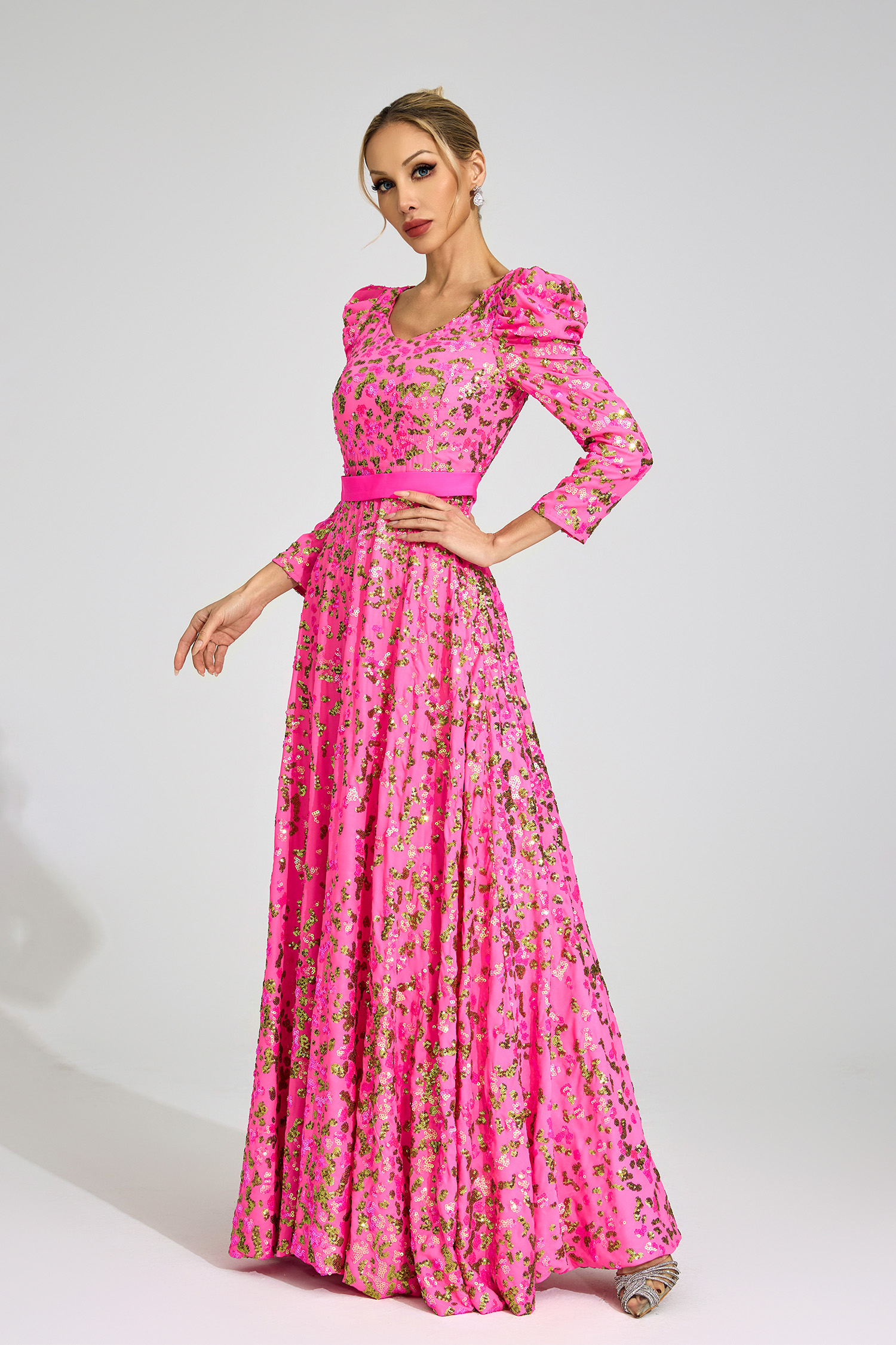 Olive Rose Red Sequin Maxi Dress