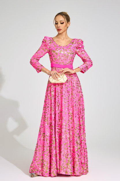 Olive Rose Red Sequin Maxi Dress