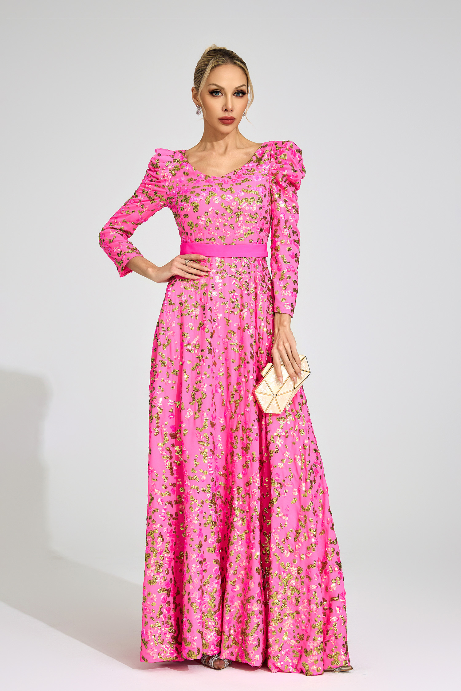Olive Rose Red Sequin Maxi Dress