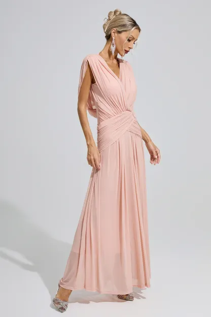 Joliot Pink Sleeveless Ruched Maxi Dress