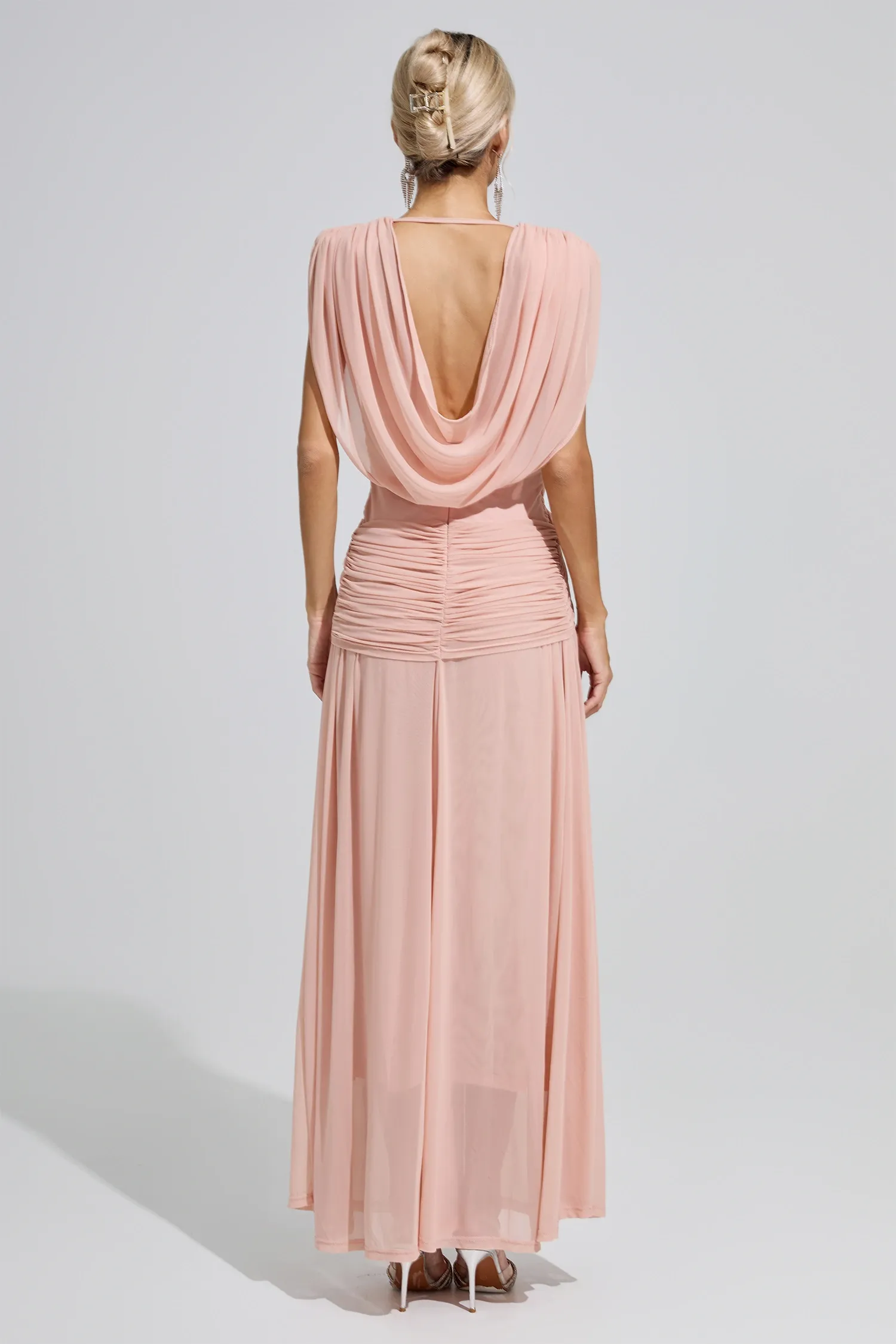 Joliot Pink Sleeveless Ruched Maxi Dress