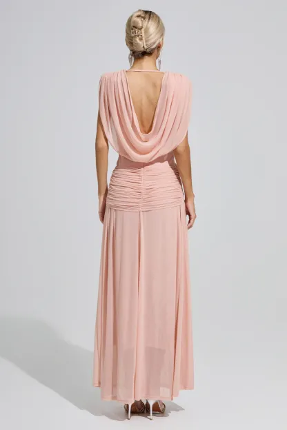 Joliot Pink Sleeveless Ruched Maxi Dress