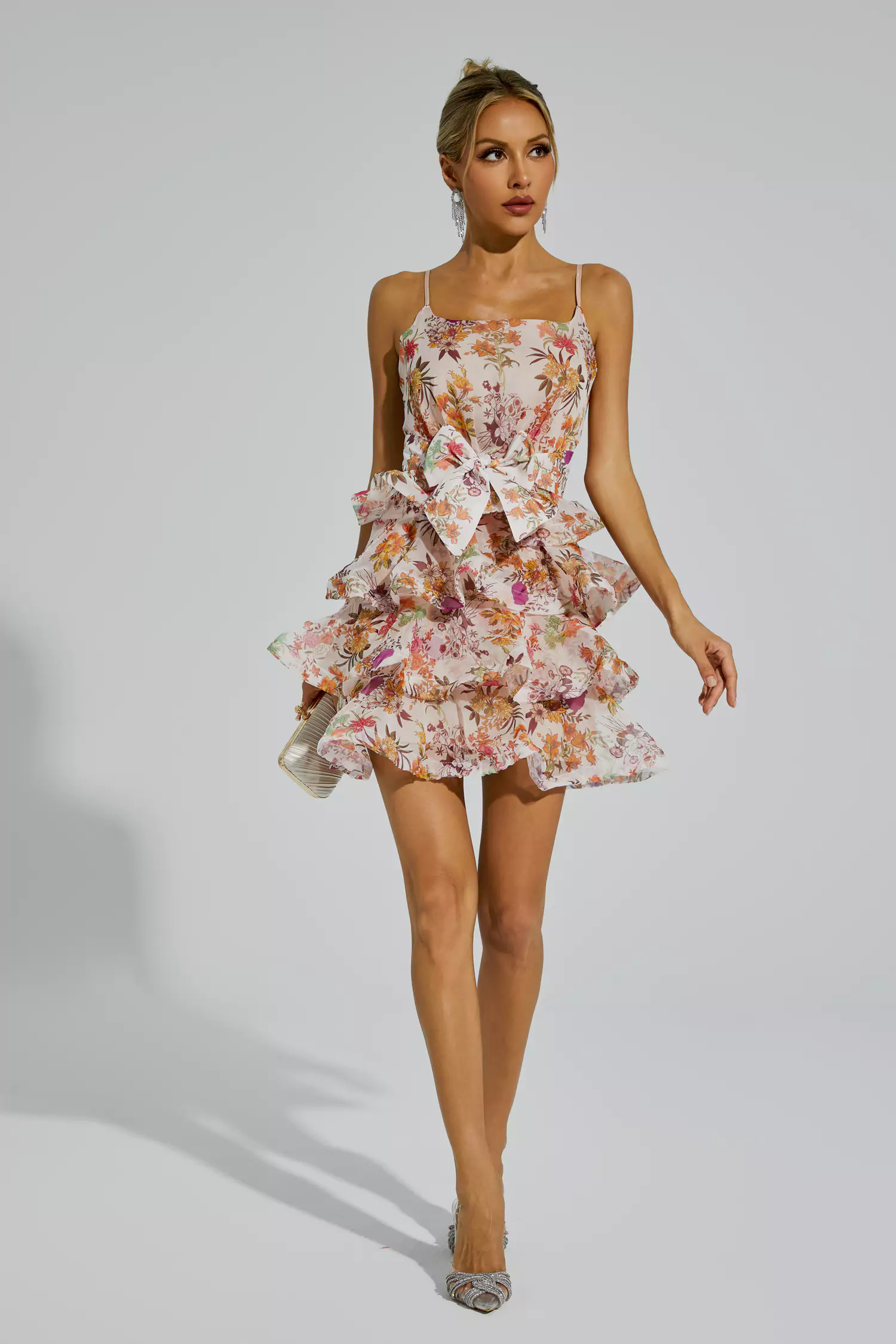 Riva Floral Ruched Slip Mini Dress