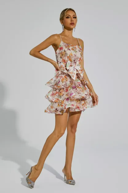Riva Floral Ruched Slip Mini Dress