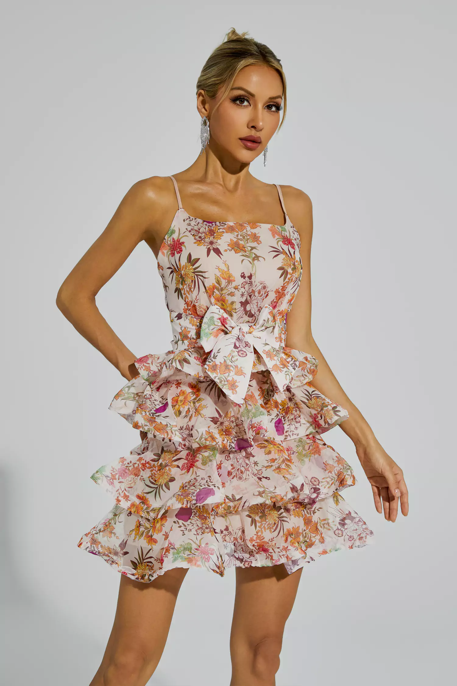 Riva Floral Ruched Slip Mini Dress