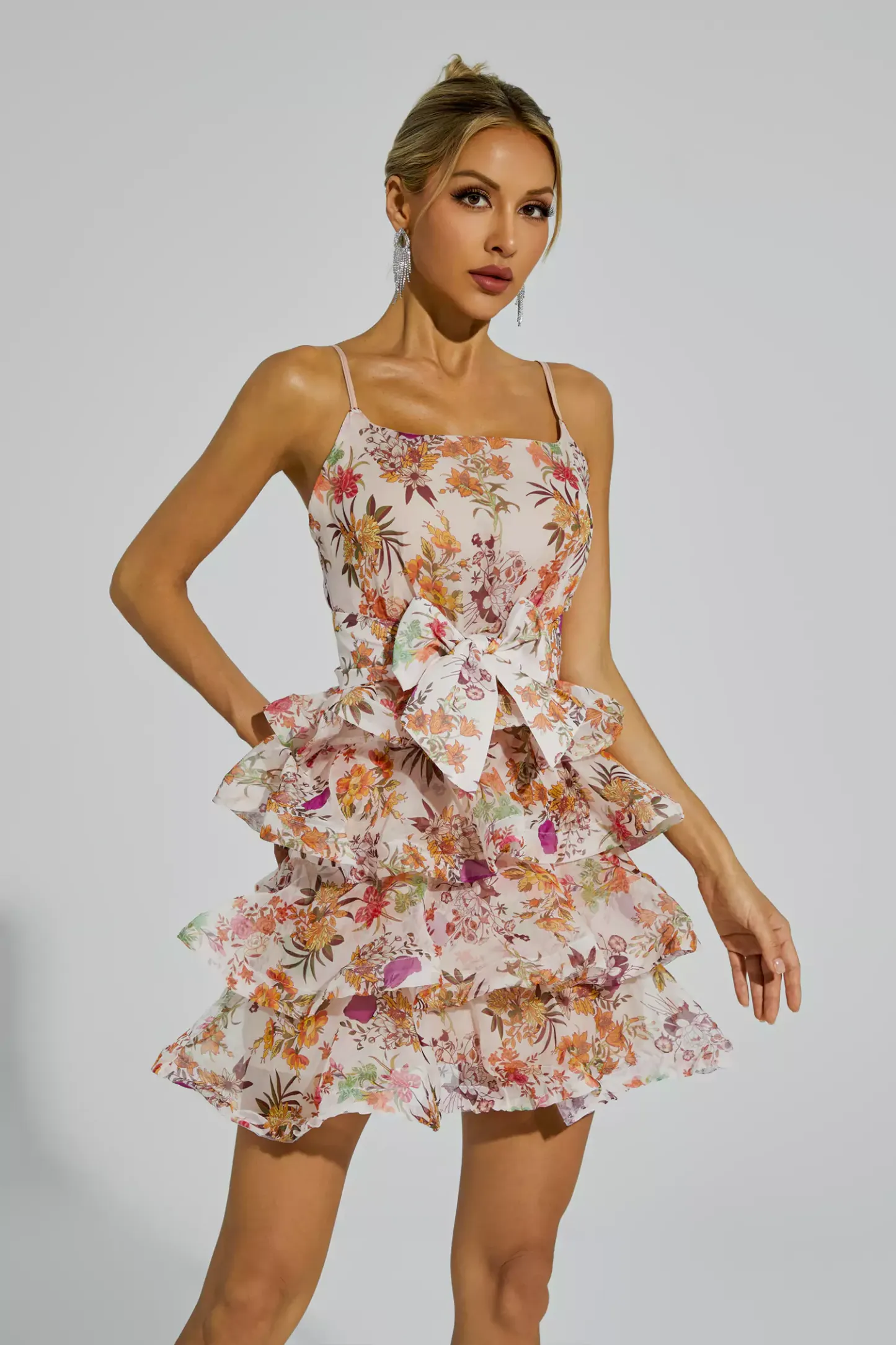 Riva Floral Ruched Slip Mini Dress