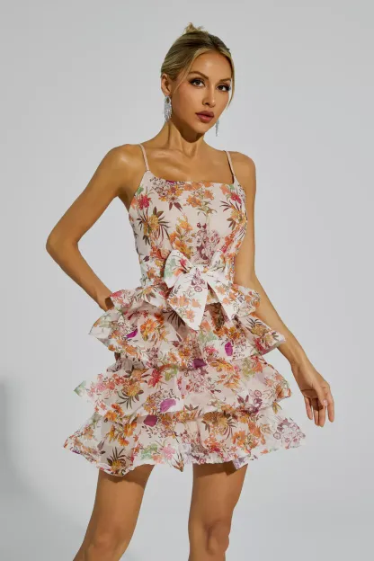 Riva Floral Ruched Slip Mini Dress