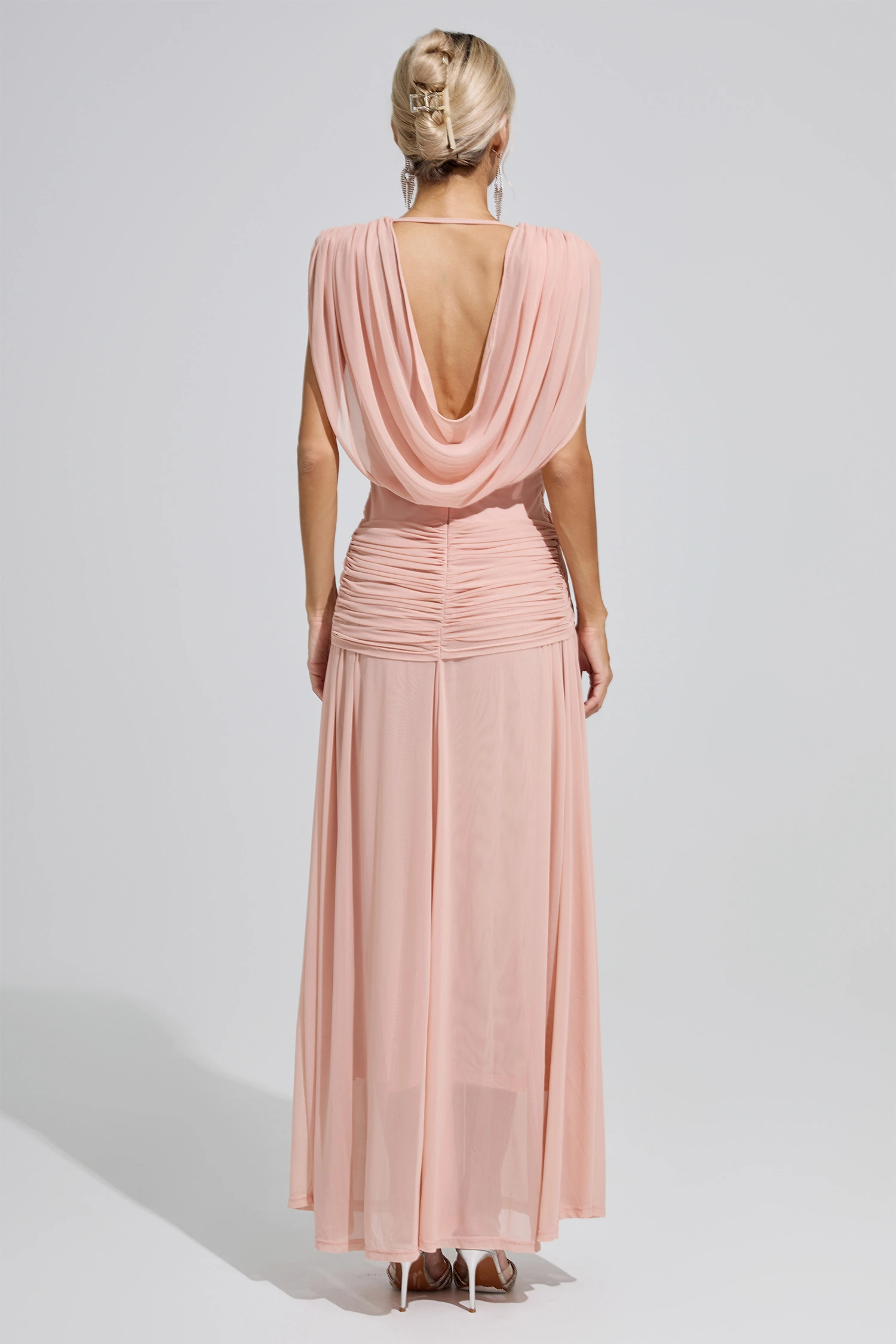 Joliot Pink Sleeveless Ruched Maxi Dress