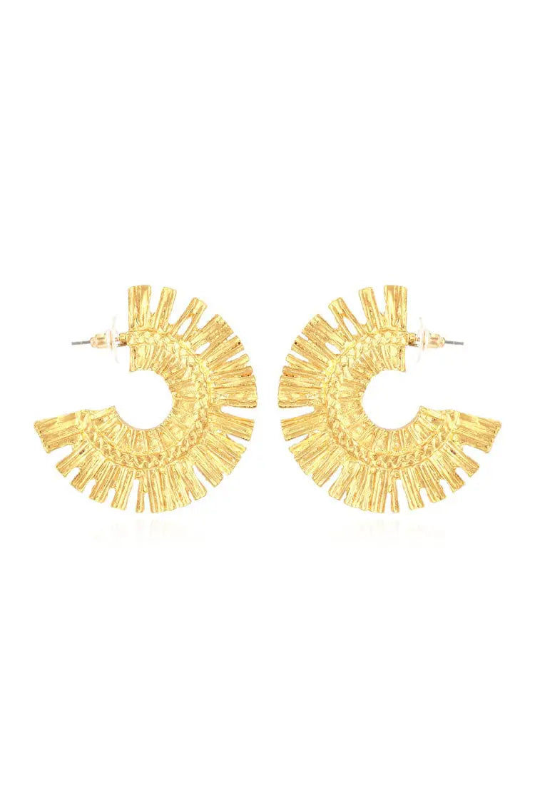 Gladiolus Golden Semicircle Earrings