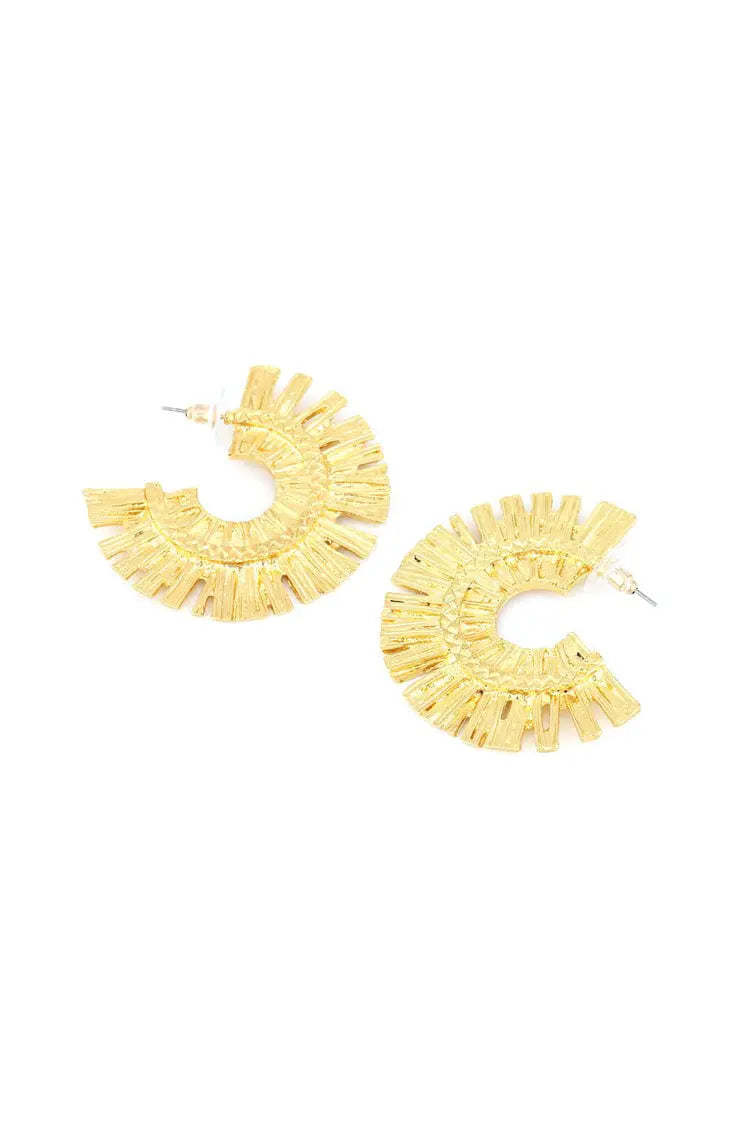 Gladiolus Golden Semicircle Earrings
