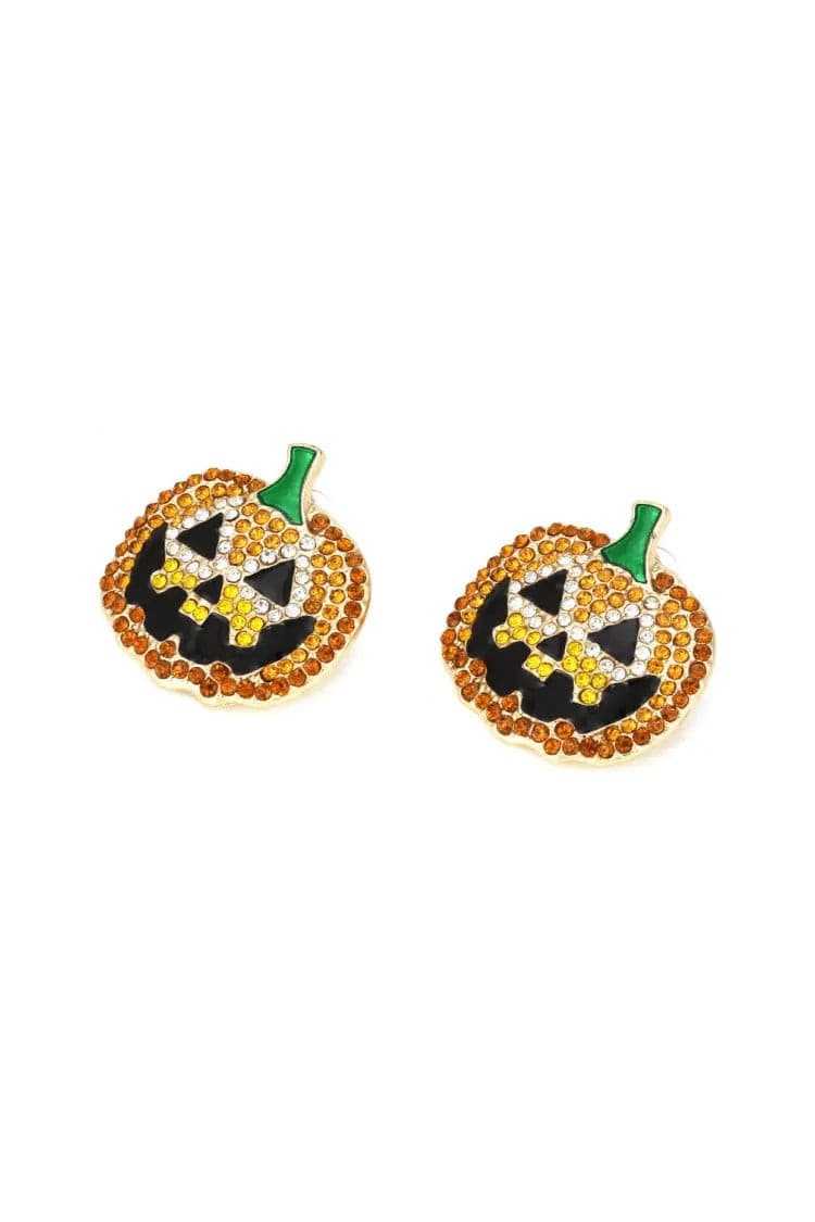 Hydrangea Halloween Pumpkin Earrings