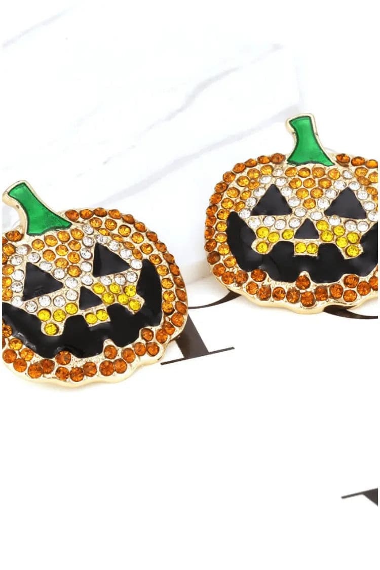 Hydrangea Halloween Pumpkin Earrings
