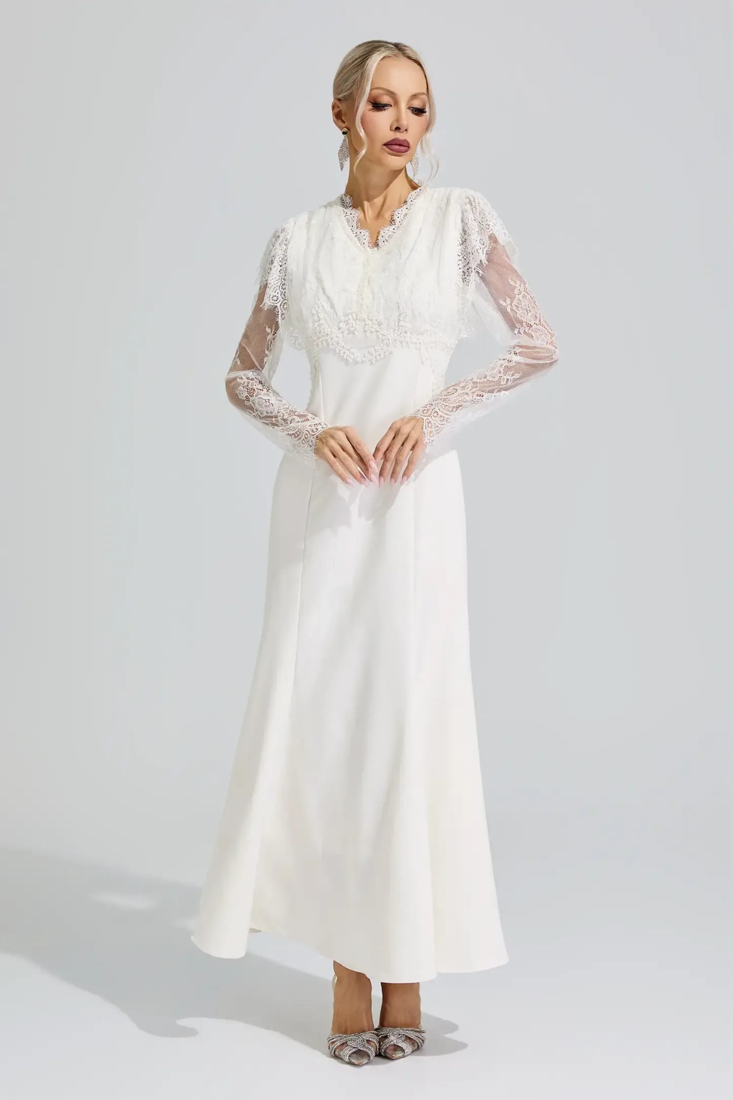 Abigail Apricot Lace Mermaid Maxi Dress