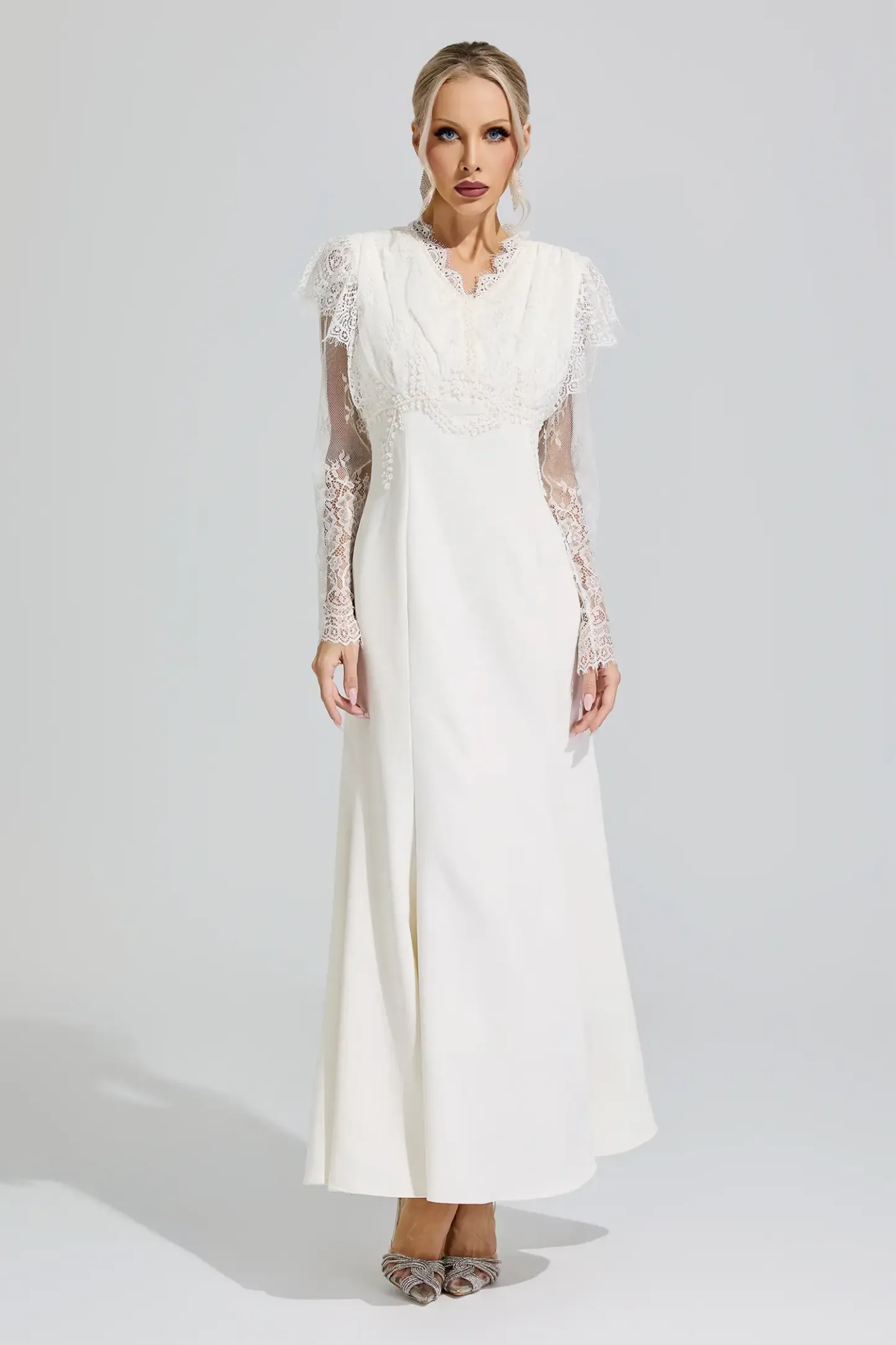 Abigail Apricot Lace Mermaid Maxi Dress