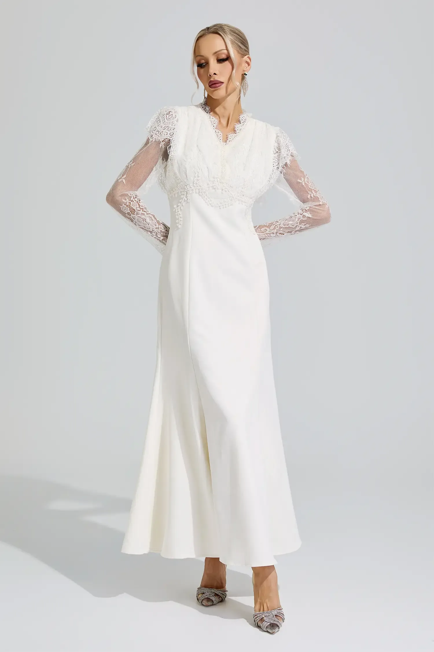 Abigail Apricot Lace Mermaid Maxi Dress