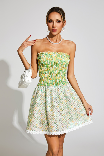 Jenny Green Floral Sequin Dress