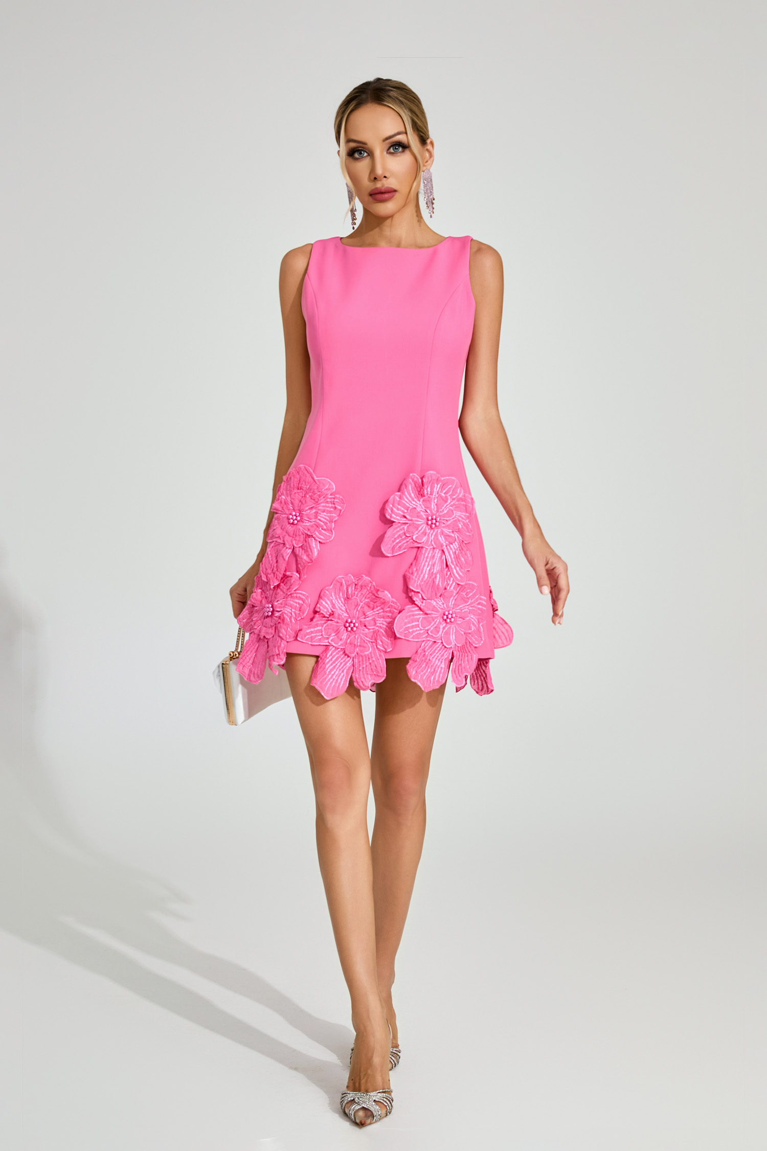 Bulwer Pink Floral Applique Mini Dress