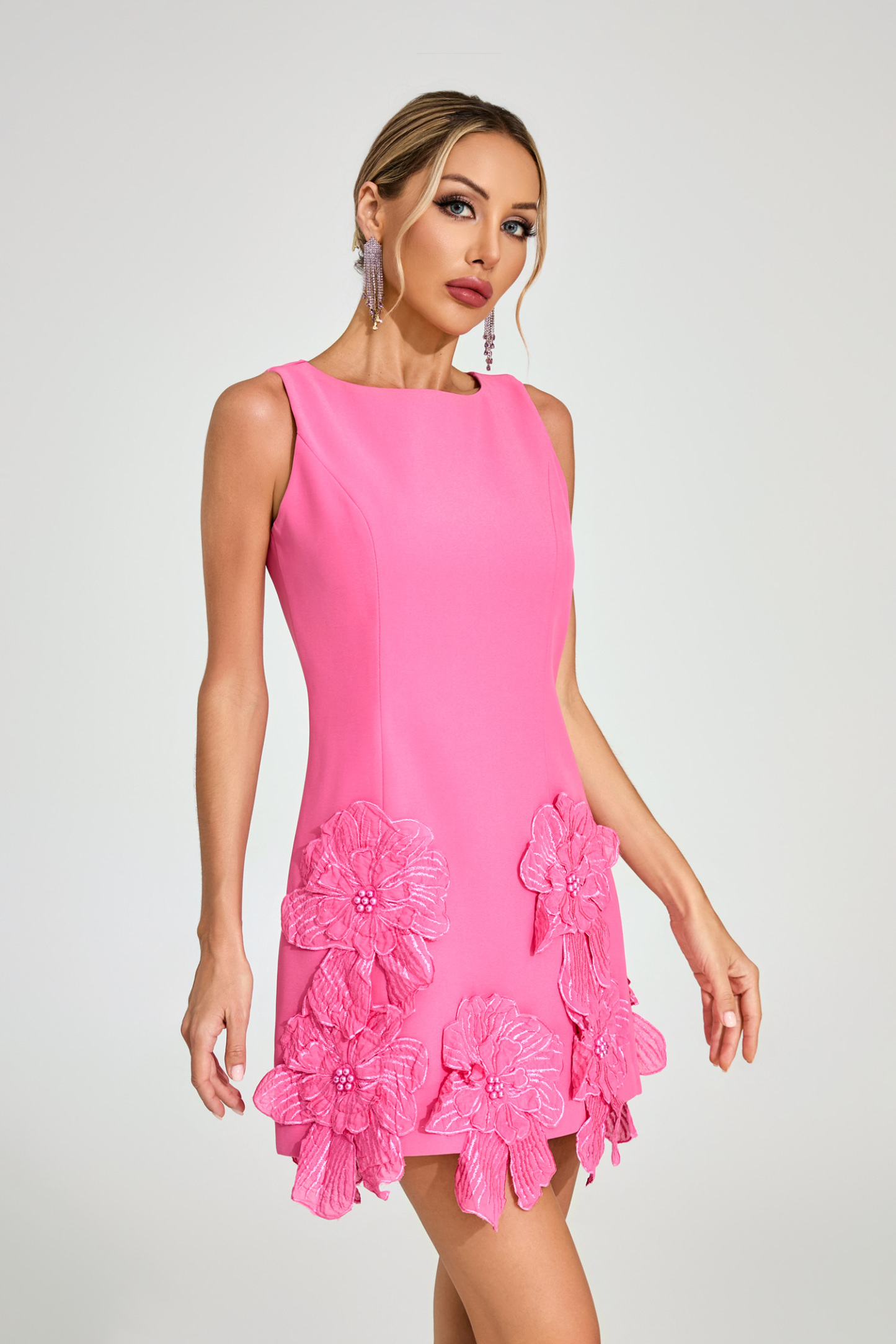 Bulwer Pink Floral Applique Mini Dress