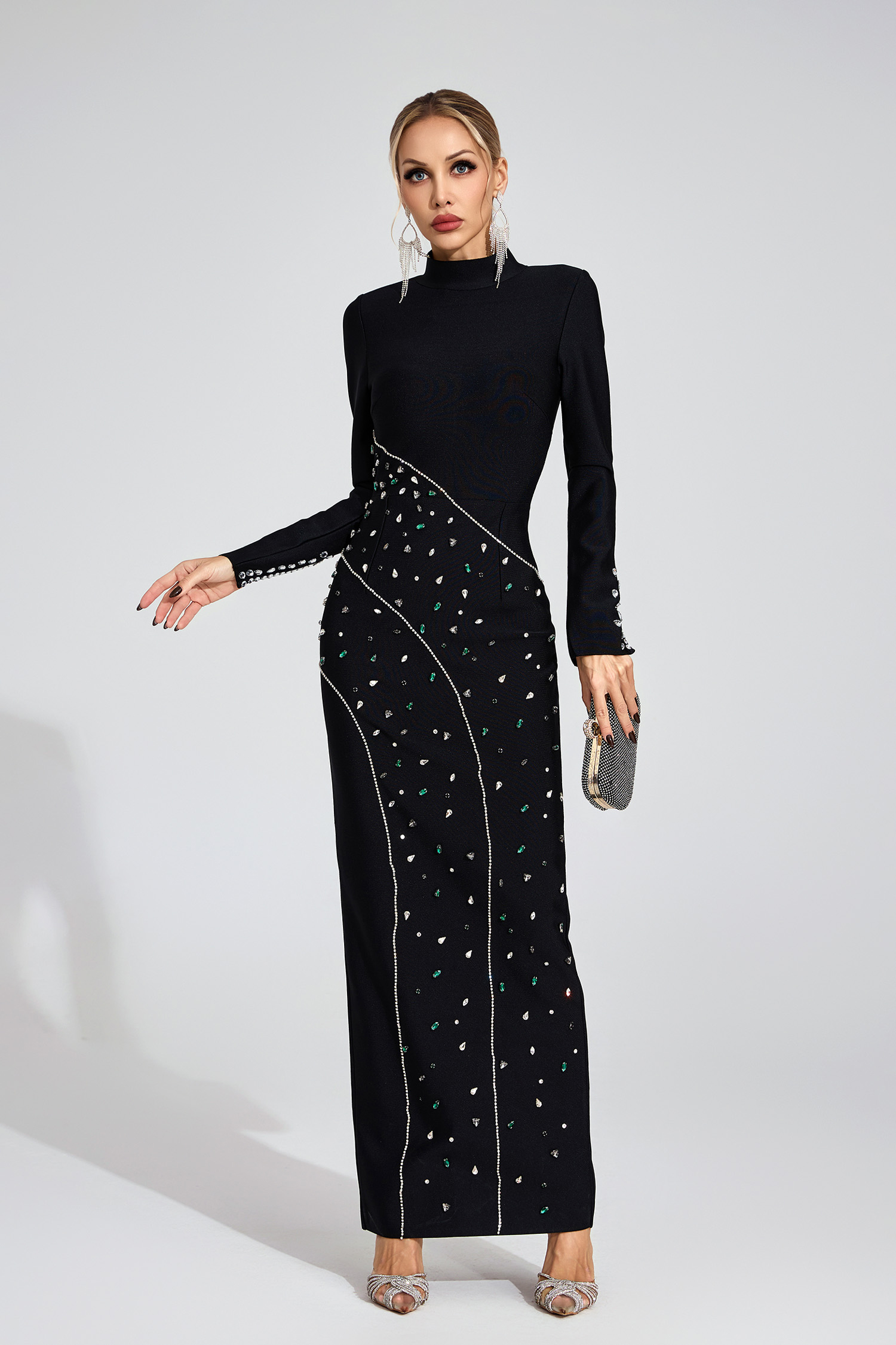  Moor Black Sequined Maxi Dress