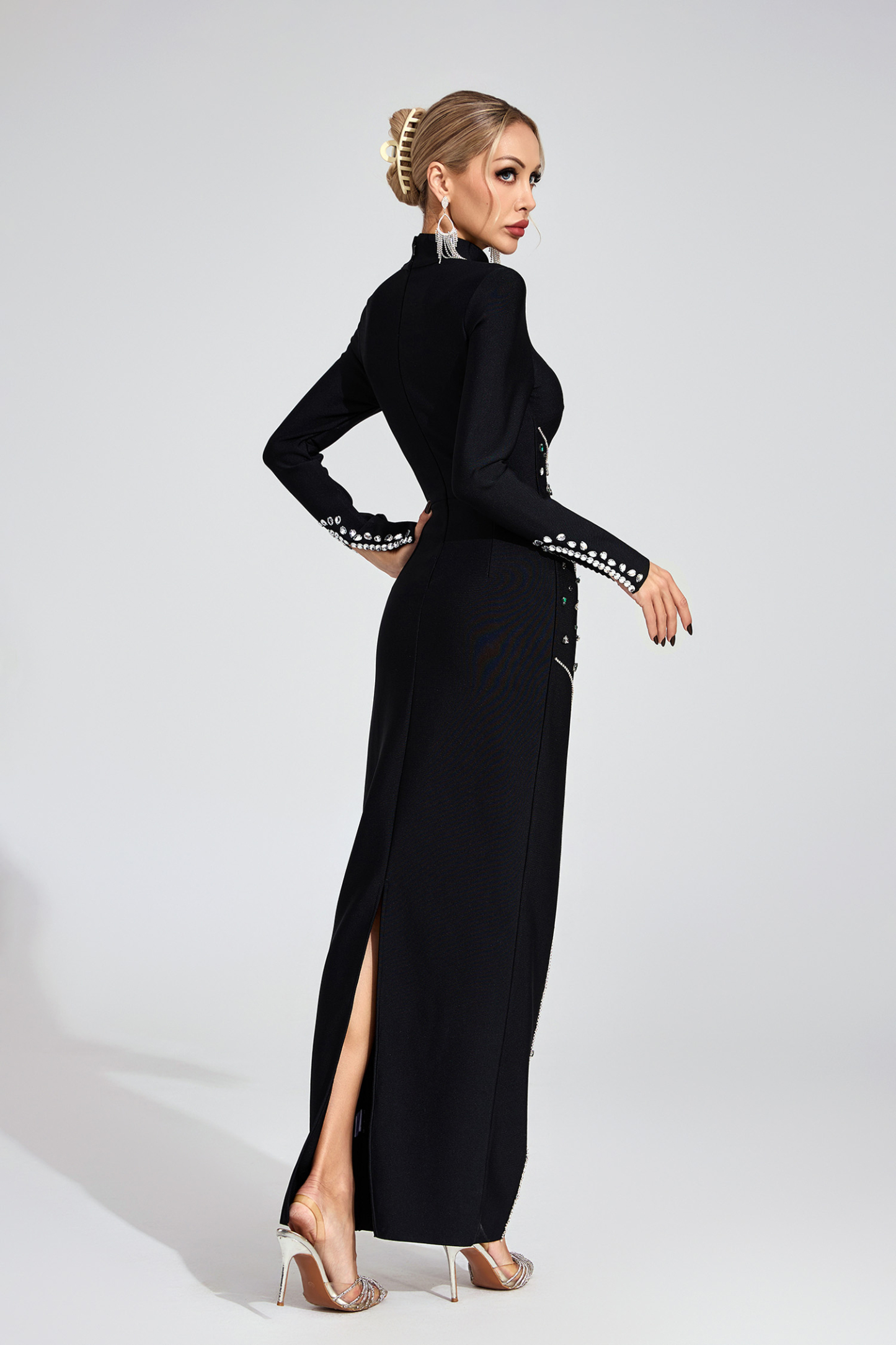  Moor Black Sequined Maxi Dress