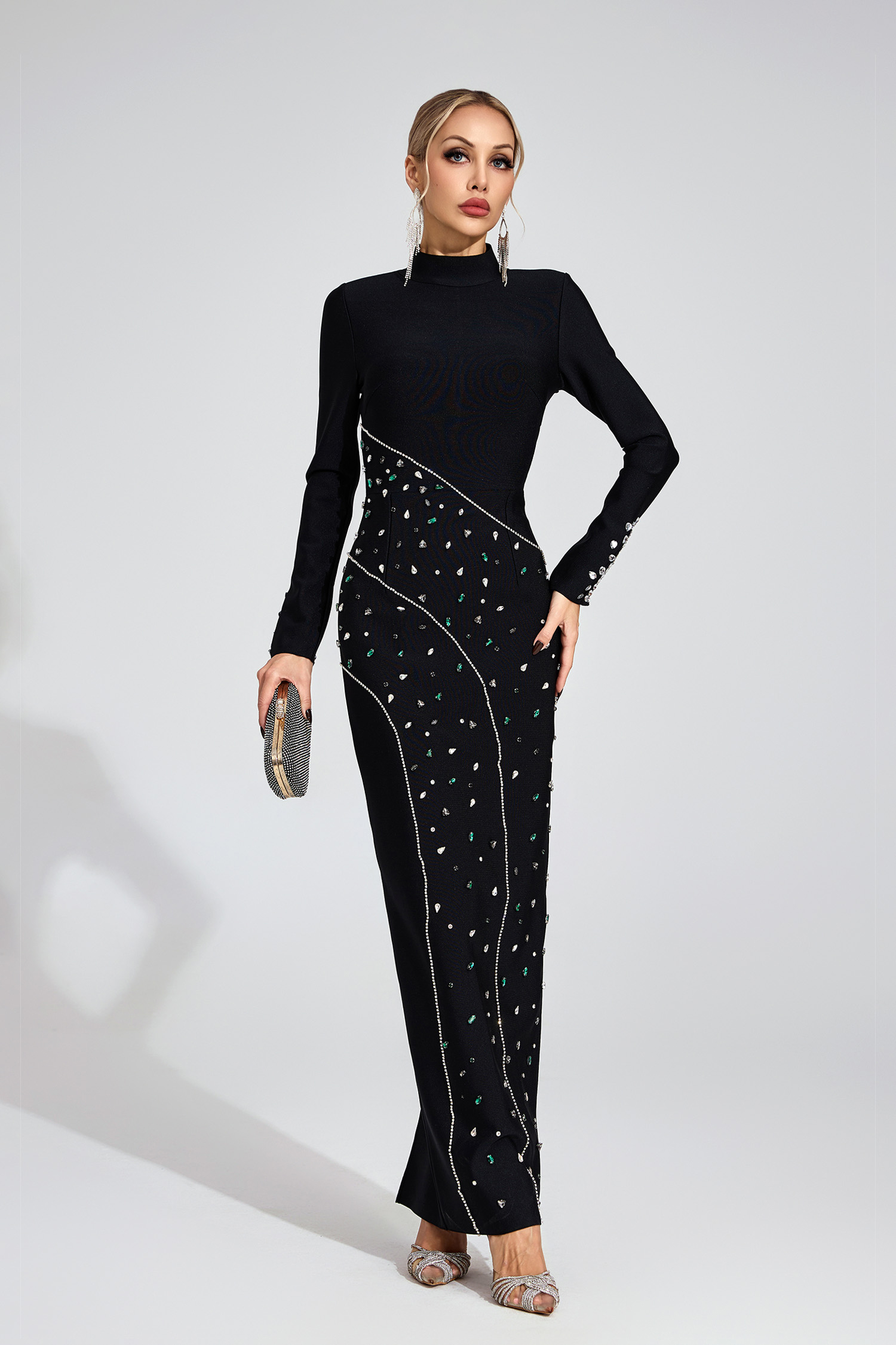  Moor Black Sequined Maxi Dress