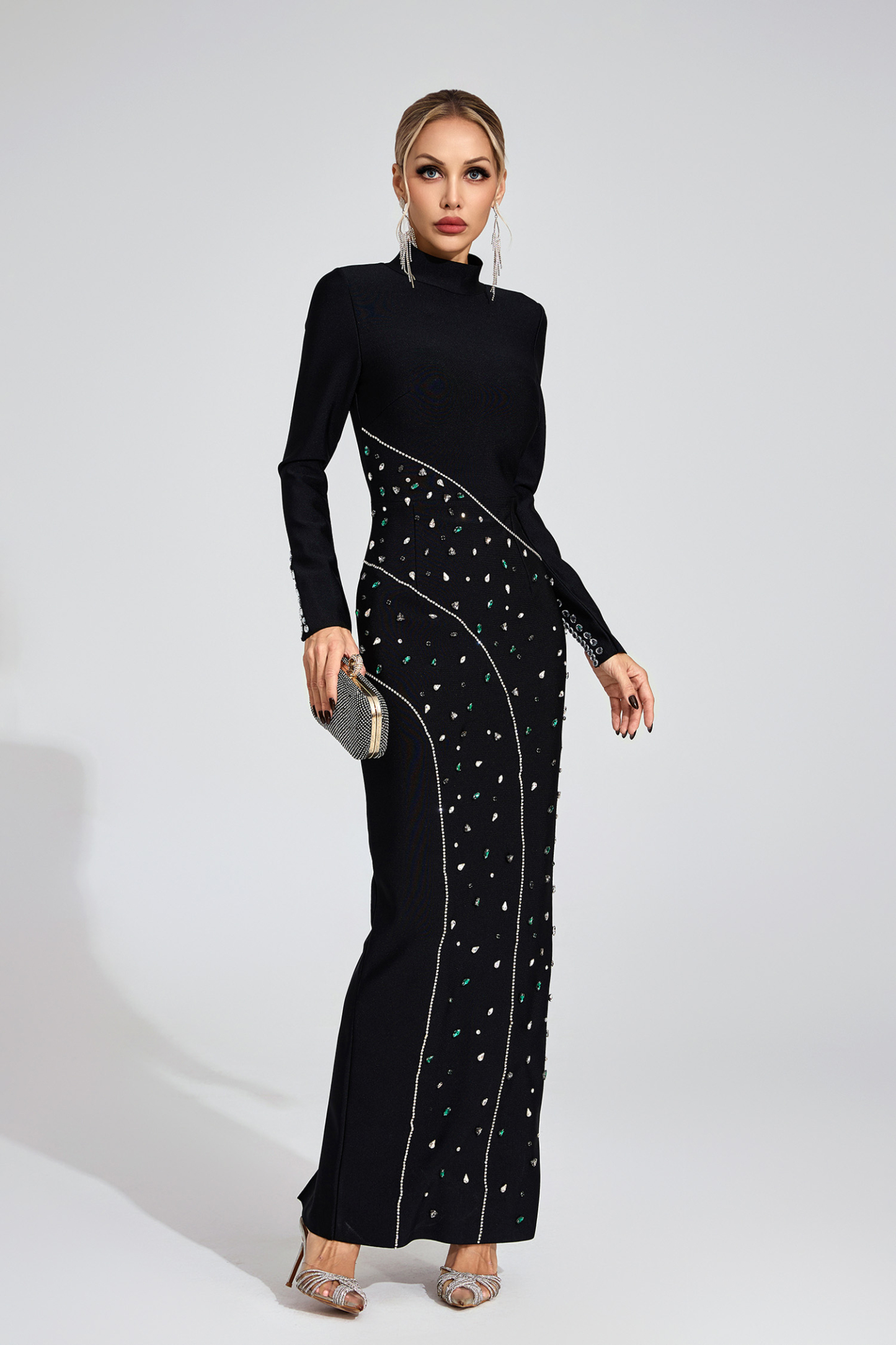  Moor Black Sequined Maxi Dress