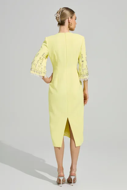 Liv Yellow Diamond Midi Dress