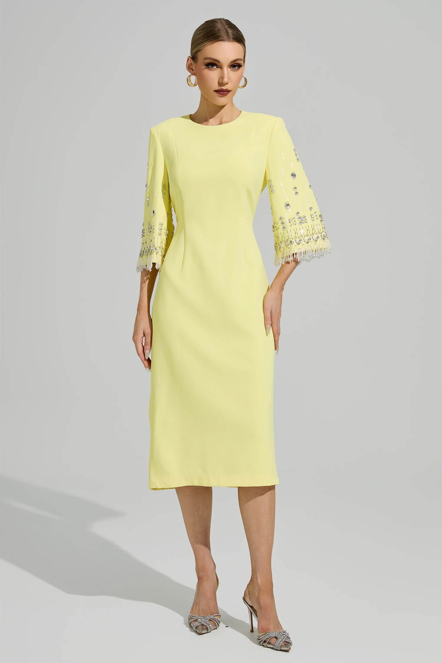 Liv Yellow Diamond Midi Dress