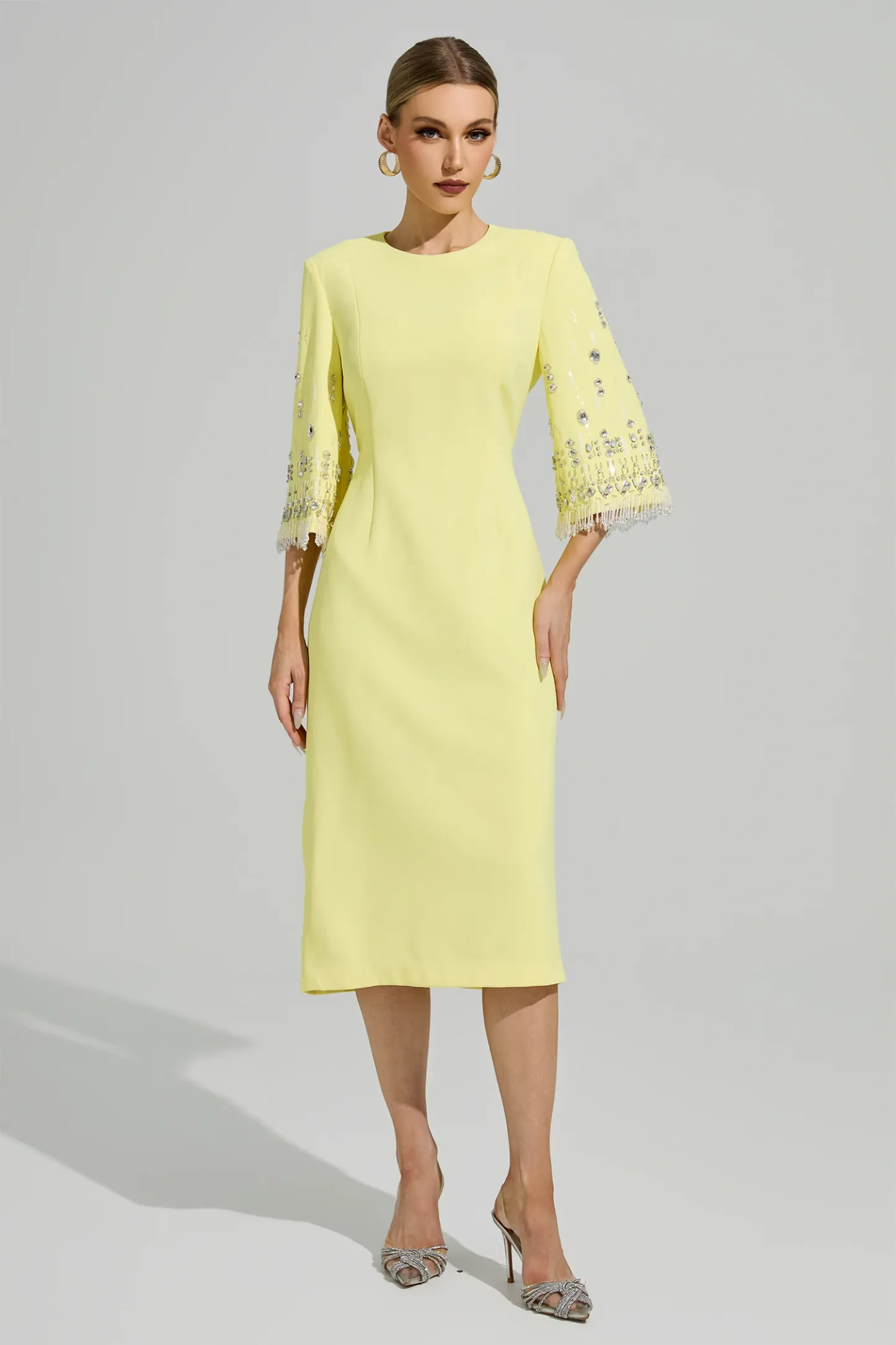 Liv Yellow Diamond Midi Dress