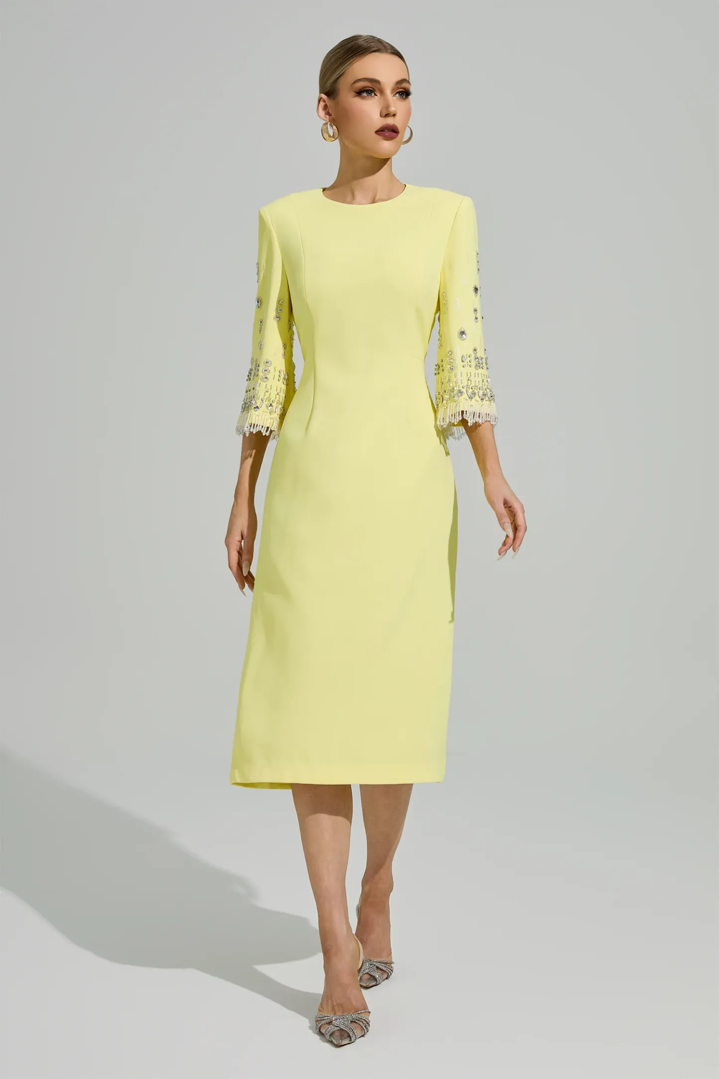 Liv Yellow Diamond Midi Dress