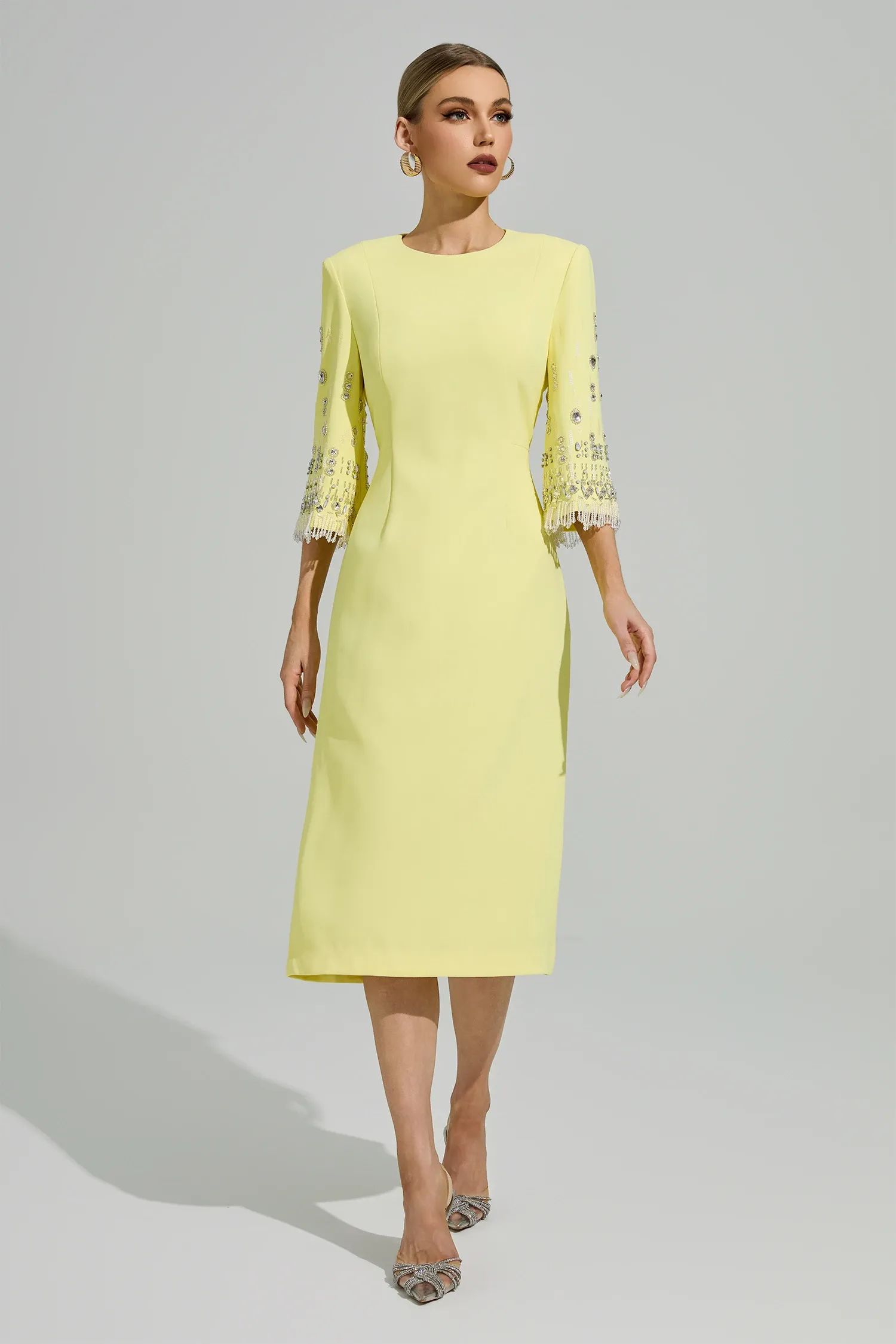 Liv Yellow Diamond Midi Dress
