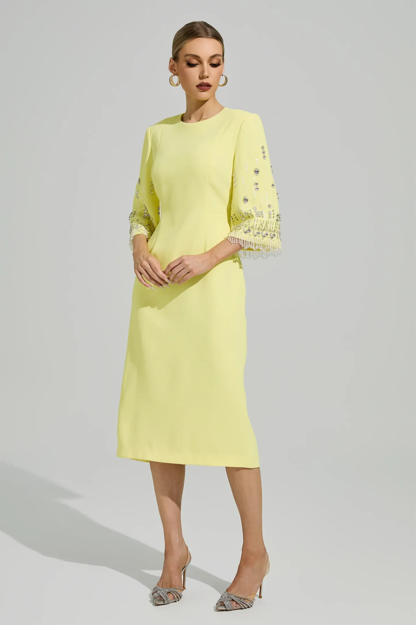 Liv Yellow Diamond Midi Dress