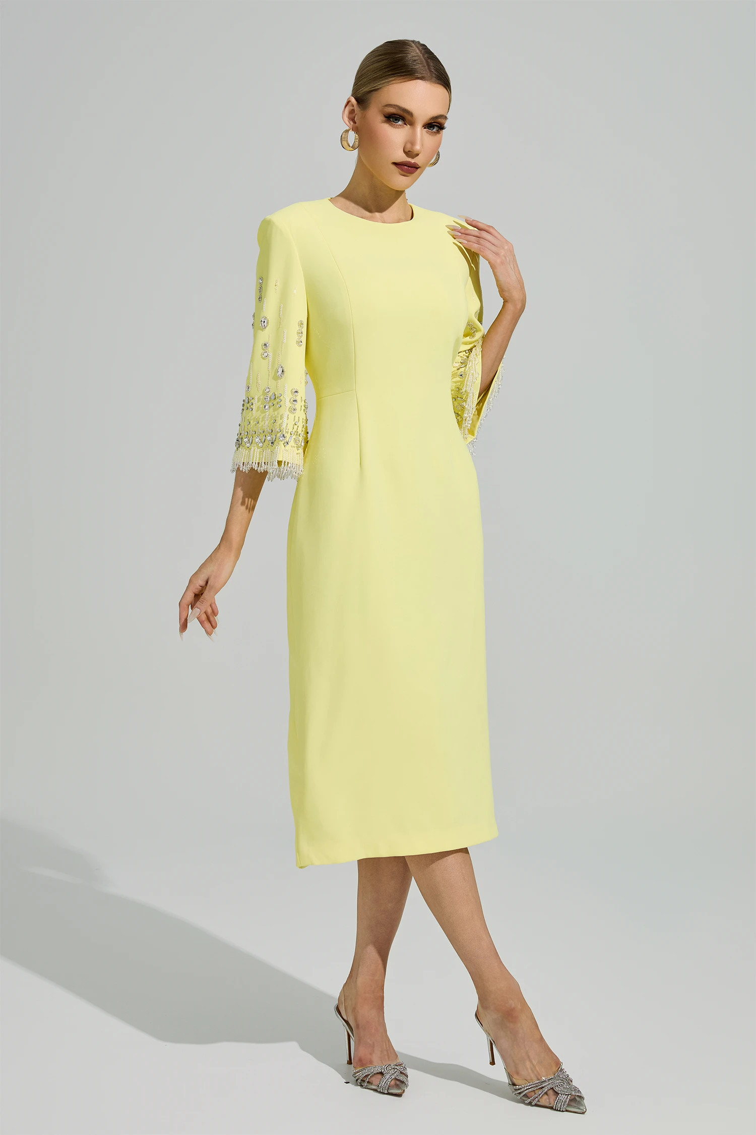Liv Yellow Diamond Midi Dress