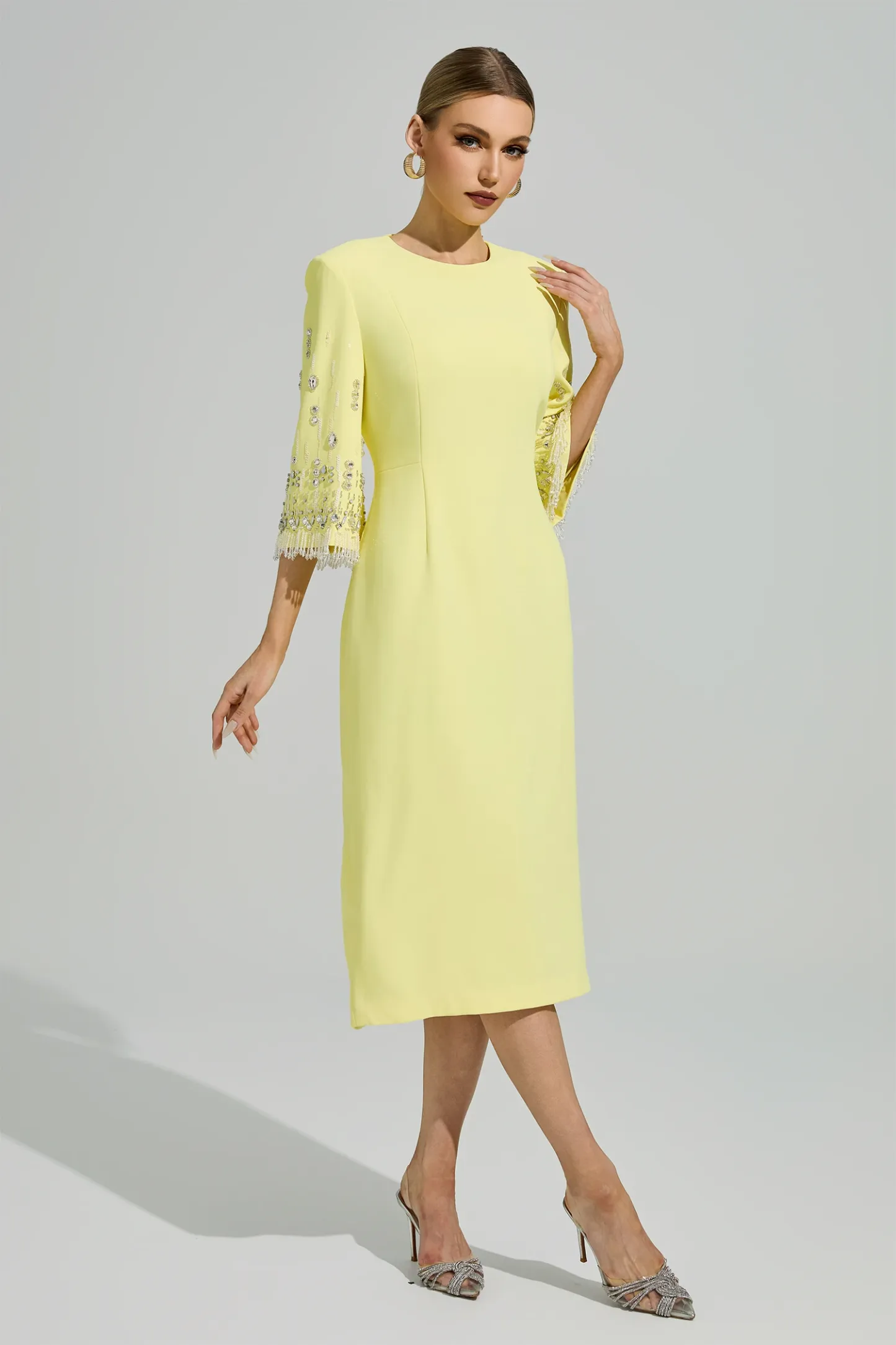 Liv Yellow Diamond Midi Dress