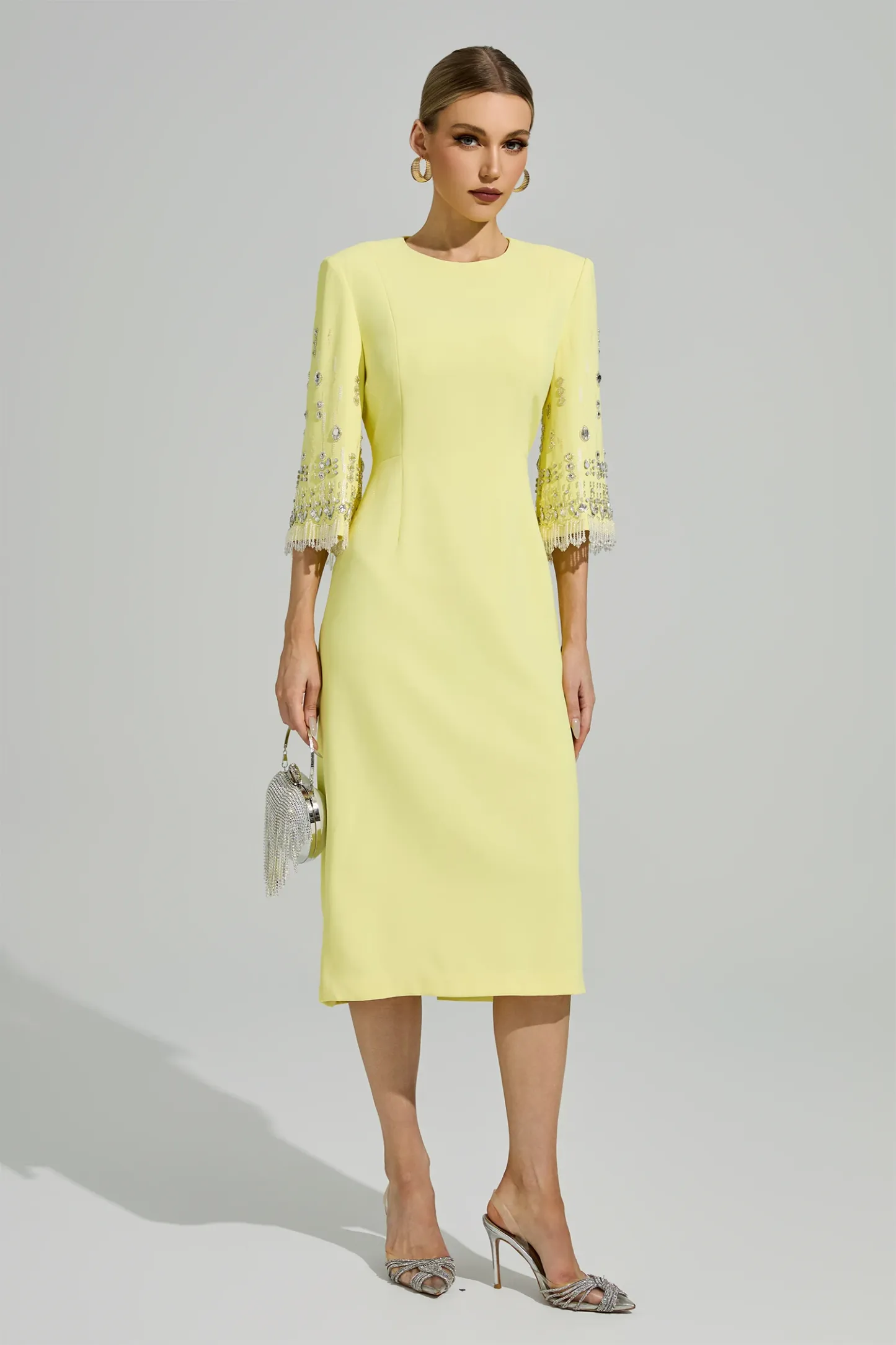 Liv Yellow Diamond Midi Dress