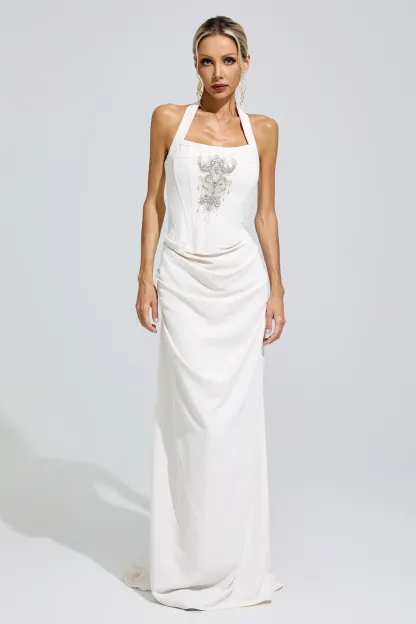 Arc White Diamond Halternecck dress