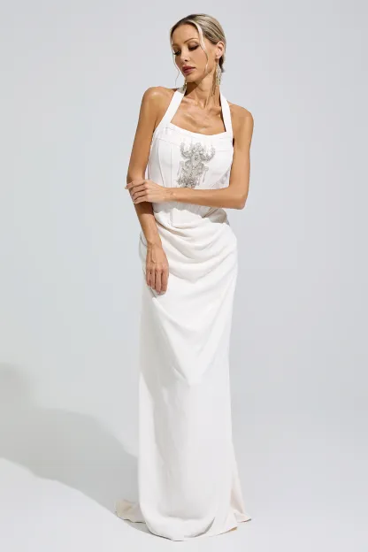 Arc White Diamond Halternecck dress