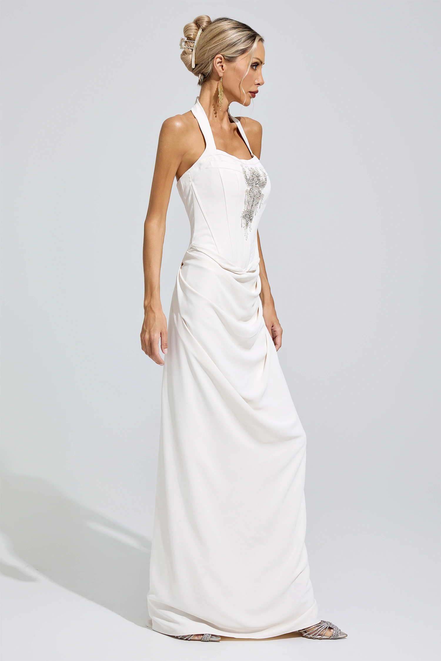 Arc White Diamond Halternecck dress
