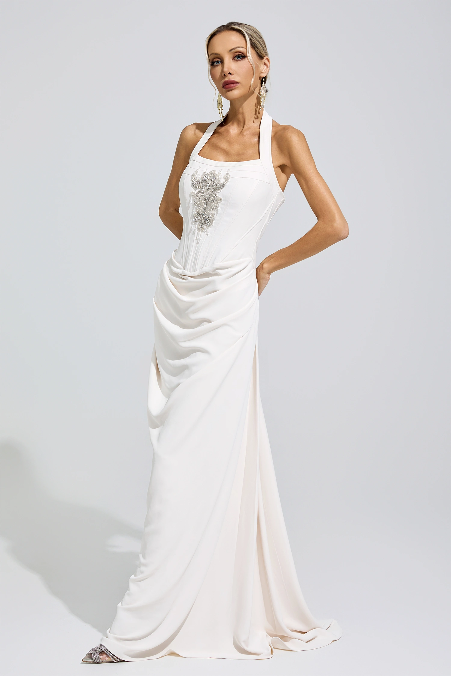 Arc White Diamond Halternecck dress