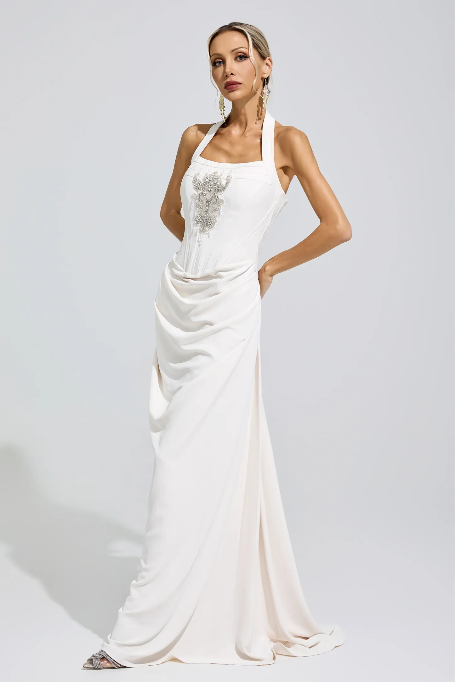 Arc White Diamond Halternecck dress